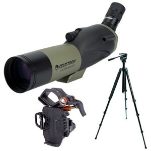 celestron ultima 65mm spotting scope bundle with trailseeker tripod and nexyz universal 3-axis smartphone adapter (3 items)