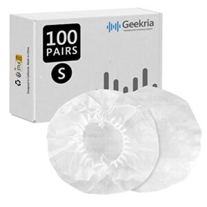 geekria 100 pairs disposable headphone ear covers for on-ear headset earcup, stretchable sanitary ear pads cover, hygienic ear cushion protector (s/white)