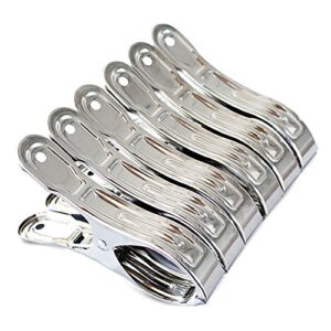 fommen large heavy duty metal clothespins 6 packs stainless steel clothespin,big beach chair towel clips,clamp for quilt,outdoor light clips