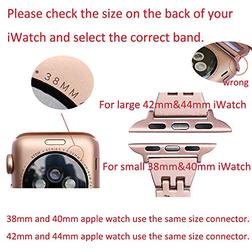Secbolt Bands Compatible with Apple Watch Band 38mm 40mm 41mm Iwatch SE Series 8/7/6/5/4/3/2/1 Women Dressy Jewelry Stainless Steel Accessories Wristband Strap, Silver