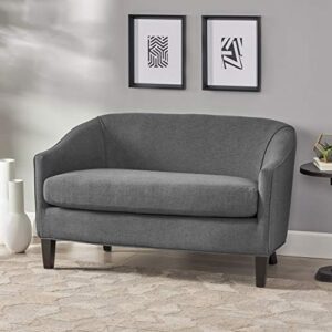 Christopher Knight Home Justine Fabric Loveseat, Dark Grey