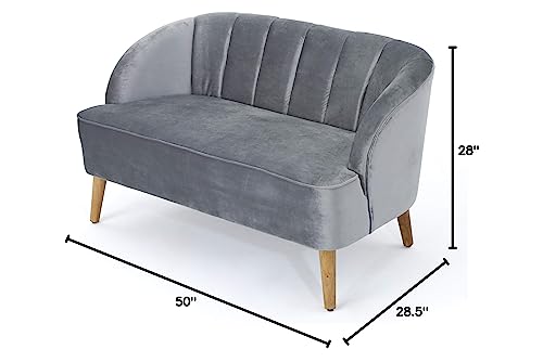 Christopher Knight Home Amaia Modern Velvet Sofa, Pewter / Walnut