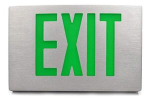 aluminum exit sign with green letters