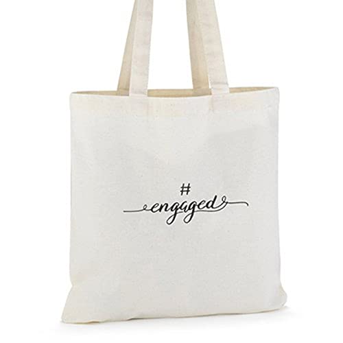 Hortense B. Hewitt #Engaged Tote Bag, 14.25" x 13.25", Natural