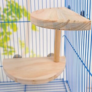 hamiledyi squirrel gerbil dwarf wooden platform, 2-level of natural hamster standing platform chinchilla cage accessories, birds perch parrots activity playground