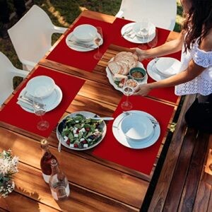 U'Artlines Placemat, Crossweave Woven Vinyl Non-Slip Insulation Placemat Washable Table Mats Set (6pcs placemats, Red)