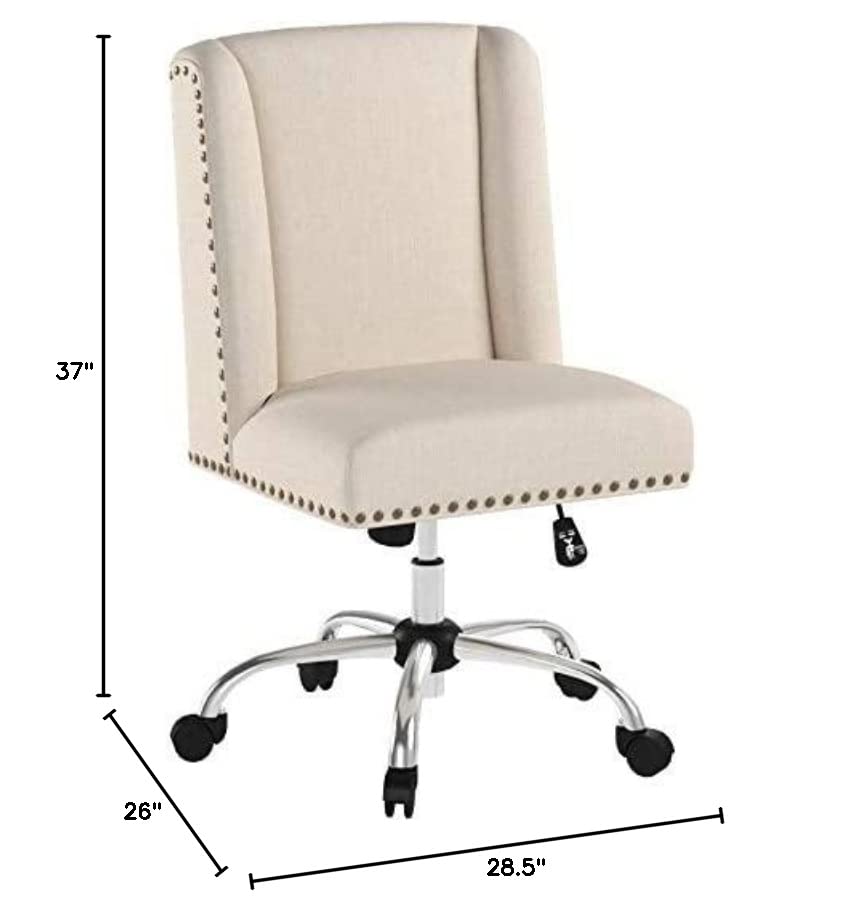 Great Deal Furniture Quentin Home Office Fabric Desk Chair, Wheat