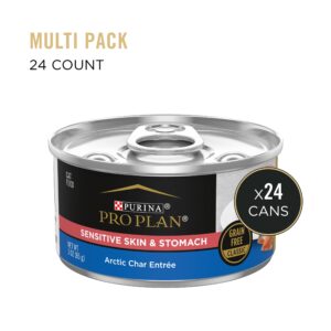 Purina Pro Plan Sensitive Skin and Stomach Cat Food Wet Pate, Sensitive Skin and Stomach Arctic Char Entree - (24) 3 oz. Pull-Top Cans