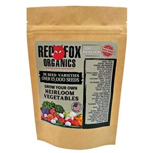 non-gmo heirloom seed kit | 15,000+ non-hybrid open-pollinated seeds | 35 varieties of fruit and vegetable seeds |easy storage | emergency preparedness | veteran owned business | red fox organics