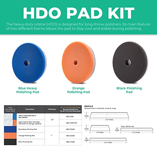 Lake Country HDO Heavy Cutting Microfiber Pad - Safe for All Paint and Finishes: Heavy Duty Orbital Cutting Pad Helps Remove Scratches, Swirls, Buffing Trails, and Oxidation (2 Pack, 5.5")