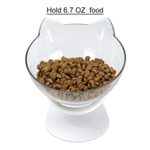 QIYADIN Tilted Raised Posture Cat Food Bowl Neck Protection Anti Vomiting 15 Degree Elevated Slanted Stand Pet Bowls for Cats and Small Dogs (Single)