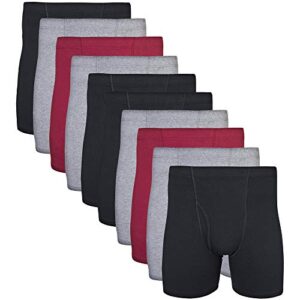 gildan men's underwear covered waistband boxer briefs, multipack, black/garnet/graphite (10-pack), medium