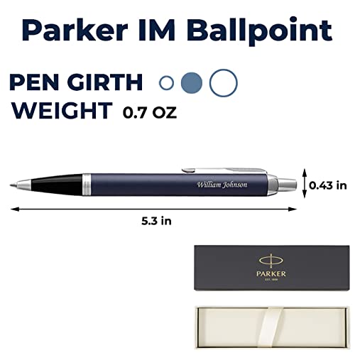 Dayspring Pens Parker Pen | Engraved/Personalized Parker IM Ballpoint Gift Pen - Matte Blue in Premium Pen Case. Fast One Day Personalized Engraving