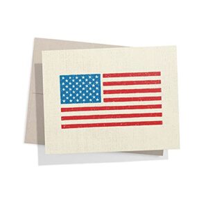 twigs paper - american flag note cards - 12 blank patriotic greeting cards with envelopes - eco friendly stationery - 5.5 x 4.25 inch - made in usa