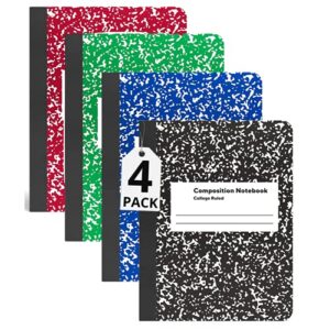 1intheoffice composition notebooks college ruled, composition book, college ruled composition notebook, assorted colors 9.75 x 7.5, 4 pack