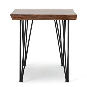 christopher knight home chana industrial faux live edge square dining table, natural / black