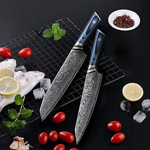 Best.Buy.Damascus1 Knife Set Knife Block Set Japanese Aus-10 Damascus Steel Kitchen Knife Set Perumim Quality Knife Block