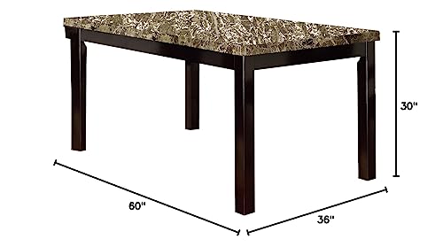 Benzara Slick Finish Faux Marble & Pine Wood Dining Table, Brown