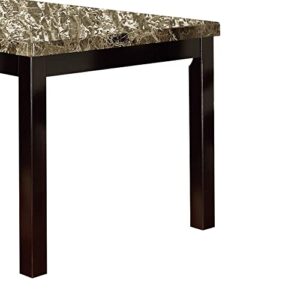 Benzara Slick Finish Faux Marble & Pine Wood Dining Table, Brown