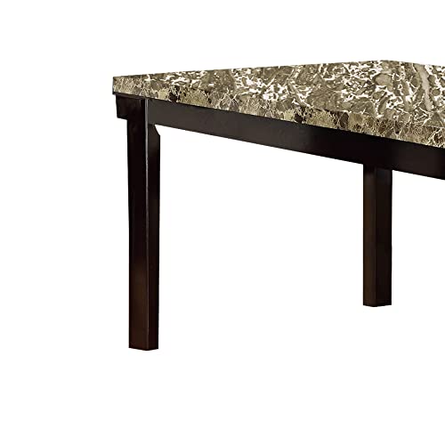 Benzara Slick Finish Faux Marble & Pine Wood Dining Table, Brown