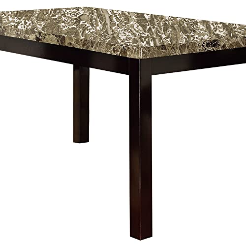 Benzara Slick Finish Faux Marble & Pine Wood Dining Table, Brown