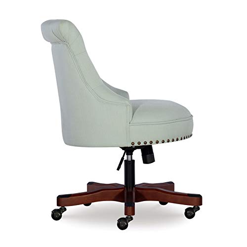 Linon Sinclair Wood Upholstered Office Chair in Mint Green