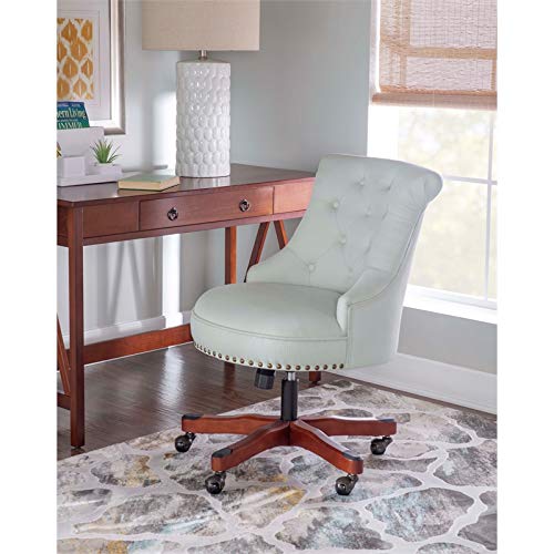 Linon Sinclair Wood Upholstered Office Chair in Mint Green