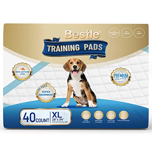 BESTLE Extra Large Pet Training and Puppy Pads Pee Pads for Dogs 28"x34" -40 Count Super Absorbent & Leak-Proof