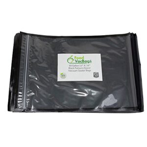 foodvacbags 11" x 16" zipper gallon bags, black back & clear front, 50 count, resealable, precut