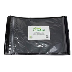 FoodVacBags 11" X 16" Zipper Gallon Bags, Black Back & Clear Front, 50 Count, Resealable, Precut