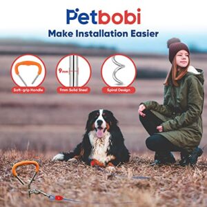 Petbobi Dog Tie Out Cable and Stake - 30FT Heavy Duty Cable with Spring - No Tangle, 16-inch Ground Stake - Ideal for Yard, Camping, and Beach - Suitable for Medium to Large Dogs Up to 120 lbs