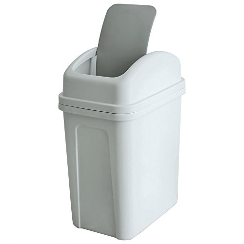 Teyyvn 7 Liter / 1.8 Gallon Plastic Trash Can, Small Garbage Can with Swing Lid (Slightly Grey)