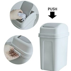 Teyyvn 7 Liter / 1.8 Gallon Plastic Trash Can, Small Garbage Can with Swing Lid (Slightly Grey)