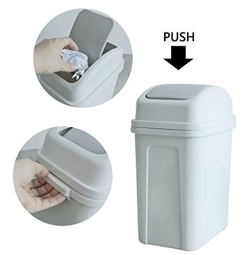 Teyyvn 7 Liter / 1.8 Gallon Plastic Trash Can, Small Garbage Can with Swing Lid (Slightly Grey)