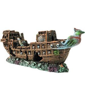 SLOCME Aquarium Pirate Ship Decorations Fish Tank Ornaments - Resin Material Shipwreck Decorations, Eco-Friendly for Freshwater Saltwater Aquarium Sunken Ship Accessories