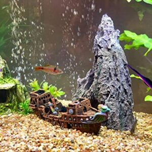 SLOCME Aquarium Pirate Ship Decorations Fish Tank Ornaments - Resin Material Shipwreck Decorations, Eco-Friendly for Freshwater Saltwater Aquarium Sunken Ship Accessories