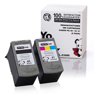 yoyoink remanufactured ink cartridges replacement for canon pg-40 cl-41 (1 black, 1 color; 2 pack)