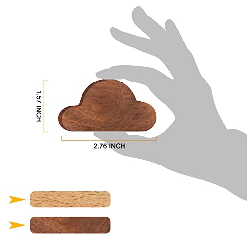 Frjjthchy 2 Pcs Cloud Shaped Key Hook Wooden Magnetic Wall Key Hanger Creative Wall Keychains for Home Office (Coffee)