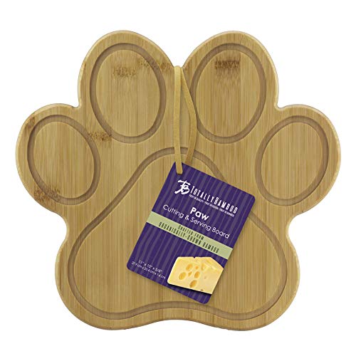 Totally Bamboo Paw Shaped Bamboo Serving And Cutting Board, 11" x 10", Natural