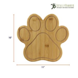 Totally Bamboo Paw Shaped Bamboo Serving And Cutting Board, 11" x 10", Natural