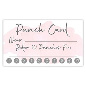 50 Pink Watercolor Reward Punch Cards | Customer Loyalty Cards | Incentive Cards