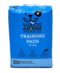 wags & wiggles training pads for dogs, 30 count | puppy pee pads for dogs | absorbent and high quality dog & puppy supplies for dog training and house training