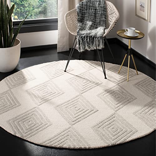 SAFAVIEH Blossom Collection 8' x 10' Silver / Ivory BLM111G Handmade Premium Wool Area Rug