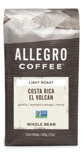 allegro coffee, coffee costa rica el volcan whole bean, 12 ounce