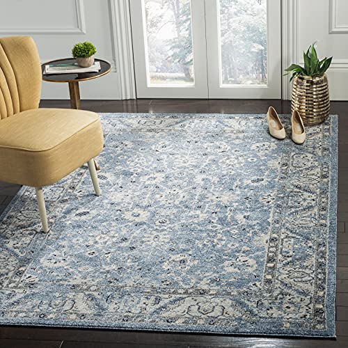 SAFAVIEH Charleston Collection Accent Rug - 4' x 6', Navy & Light Grey, Oriental Distressed Design, Non-Shedding & Easy Care, Ideal for High Traffic Areas in Entryway, Living Room, Bedroom (CHL413N)