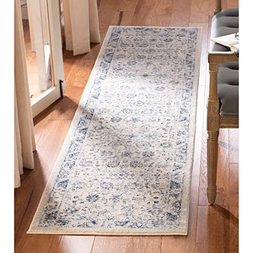 SAFAVIEH Charleston Collection Accent Rug - 4' x 6', Navy & Light Grey, Oriental Distressed Design, Non-Shedding & Easy Care, Ideal for High Traffic Areas in Entryway, Living Room, Bedroom (CHL413N)