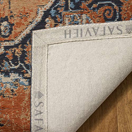 SAFAVIEH Classic Vintage Collection Area Rug - 5' x 8', Orange & Navy, Oriental Medallion Distressed Design, Non-Shedding & Easy Care, Ideal for High Traffic Areas in Living Room, Bedroom (CLV111P)