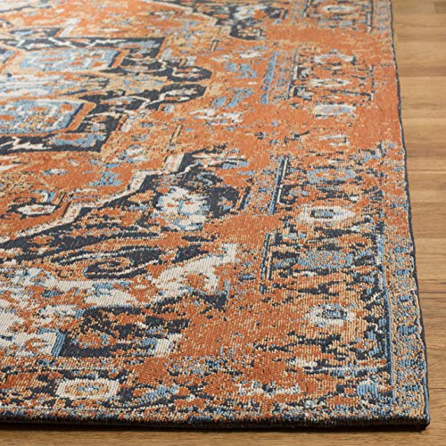 SAFAVIEH Classic Vintage Collection Area Rug - 5' x 8', Orange & Navy, Oriental Medallion Distressed Design, Non-Shedding & Easy Care, Ideal for High Traffic Areas in Living Room, Bedroom (CLV111P)