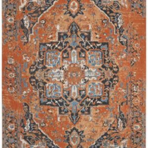 SAFAVIEH Classic Vintage Collection Area Rug - 5' x 8', Orange & Navy, Oriental Medallion Distressed Design, Non-Shedding & Easy Care, Ideal for High Traffic Areas in Living Room, Bedroom (CLV111P)
