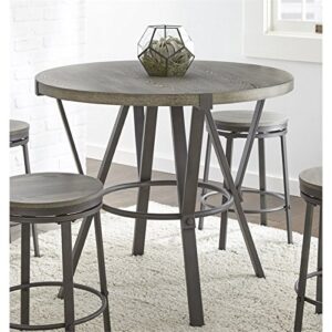 bowery hill 42" round counter height dining table with iron accents in gray